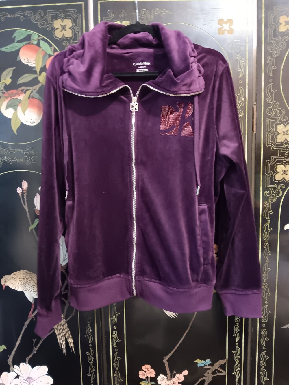 Calvin Klein Deep Purple Velour Zip Hoodie